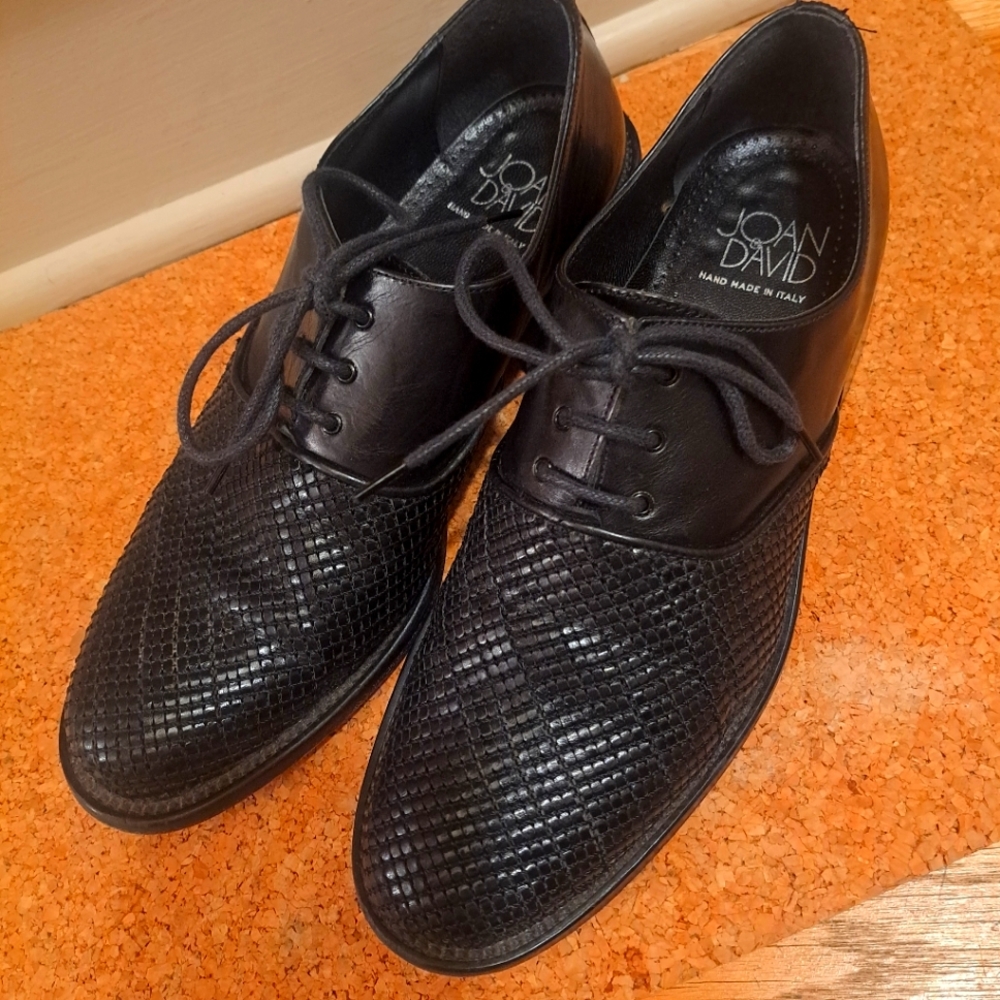 Joan and David Leather Oxfords with Woven Detail